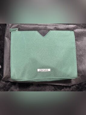 Prada Forest Green Canvas Travel Bag
